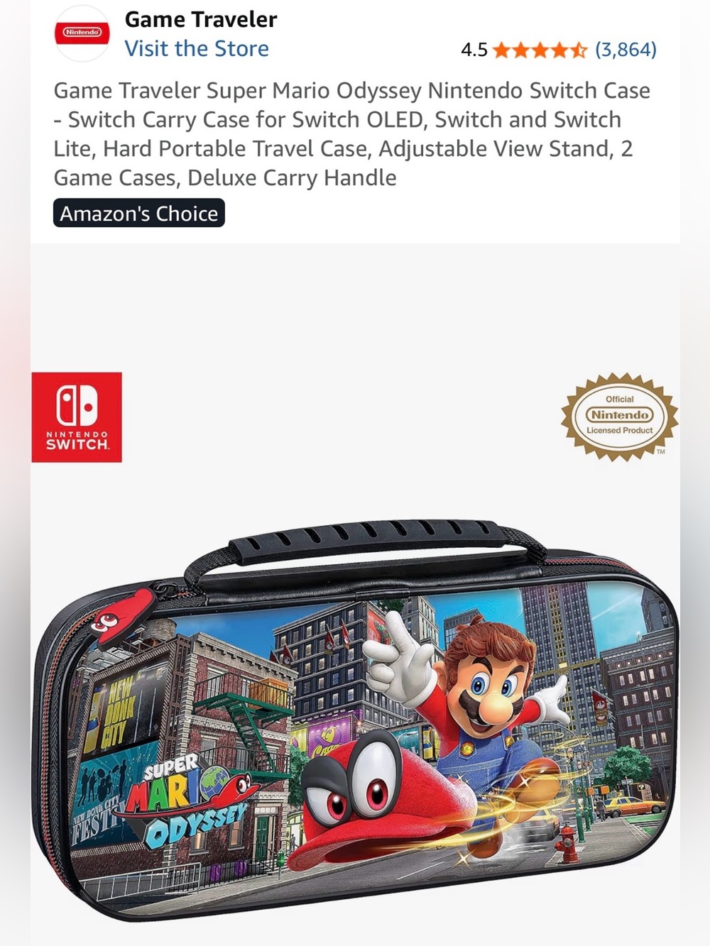 Game Traveler Super Mario Odyssey Nintendo Switch Case